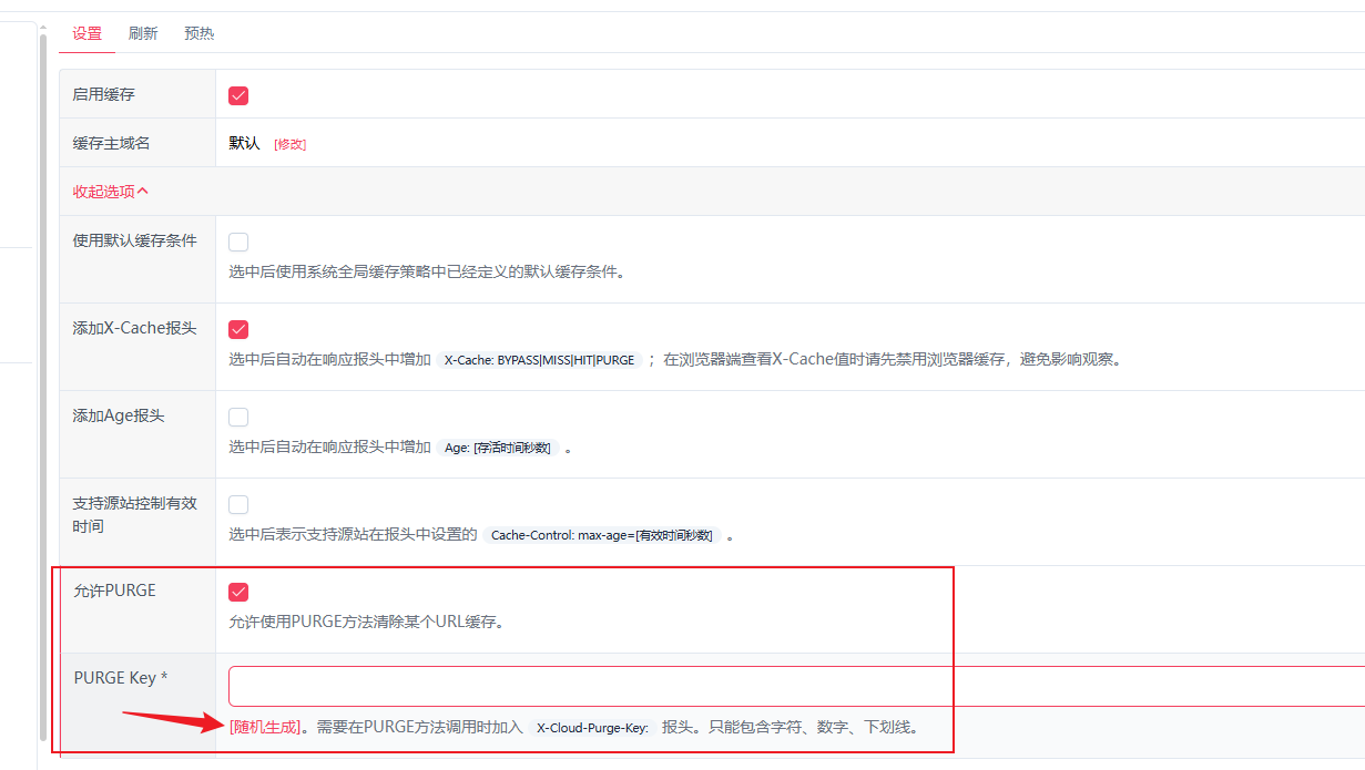 PURGE设置
